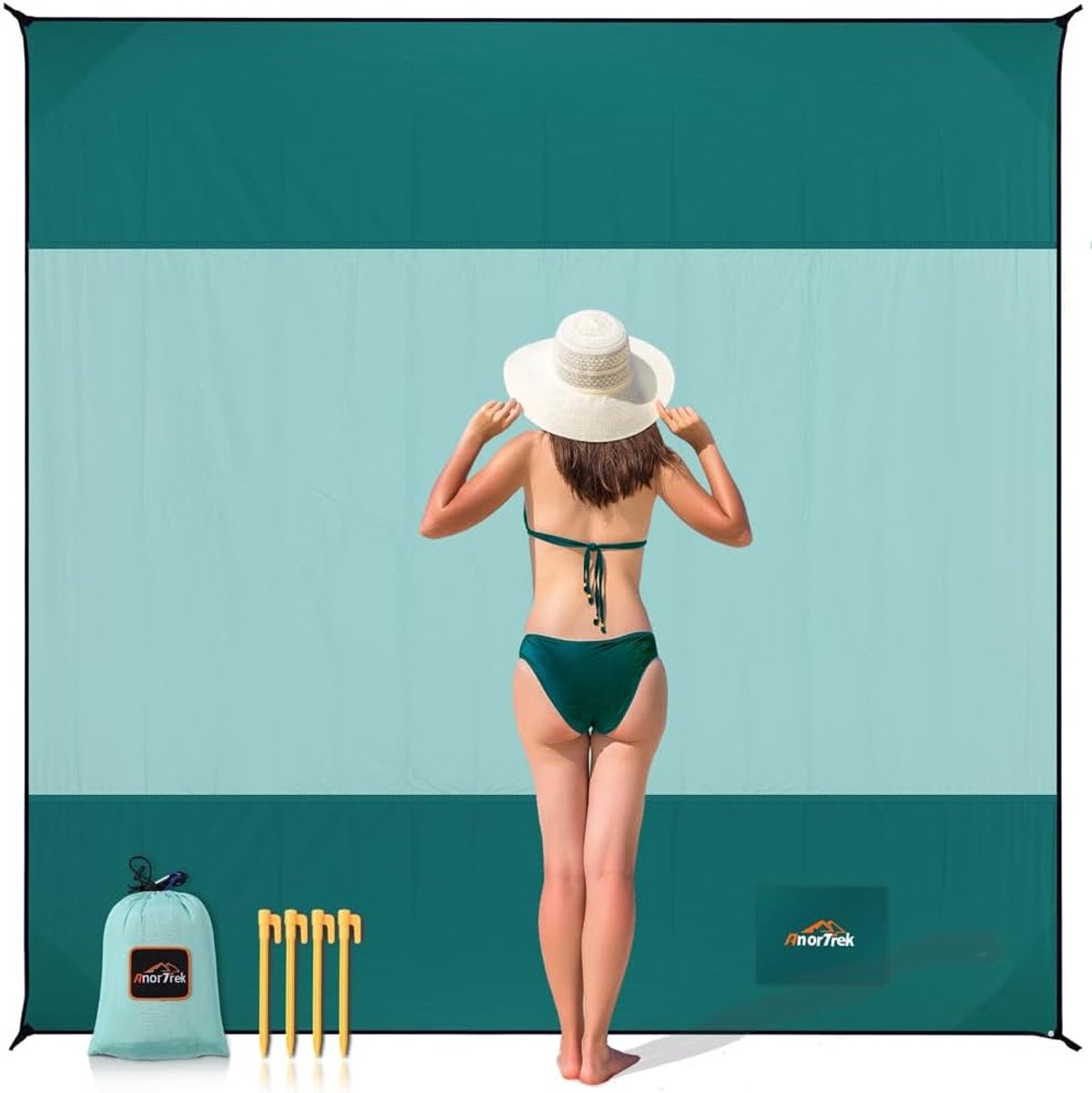 Thijox - AnorTrek Zandvrij Strandkleed 300x300 cm, Waterdicht en Sneldrogend, Lichtgewicht en Duurzaam, Ideaal voor Strand, Kamperen, Picknick en Tuin