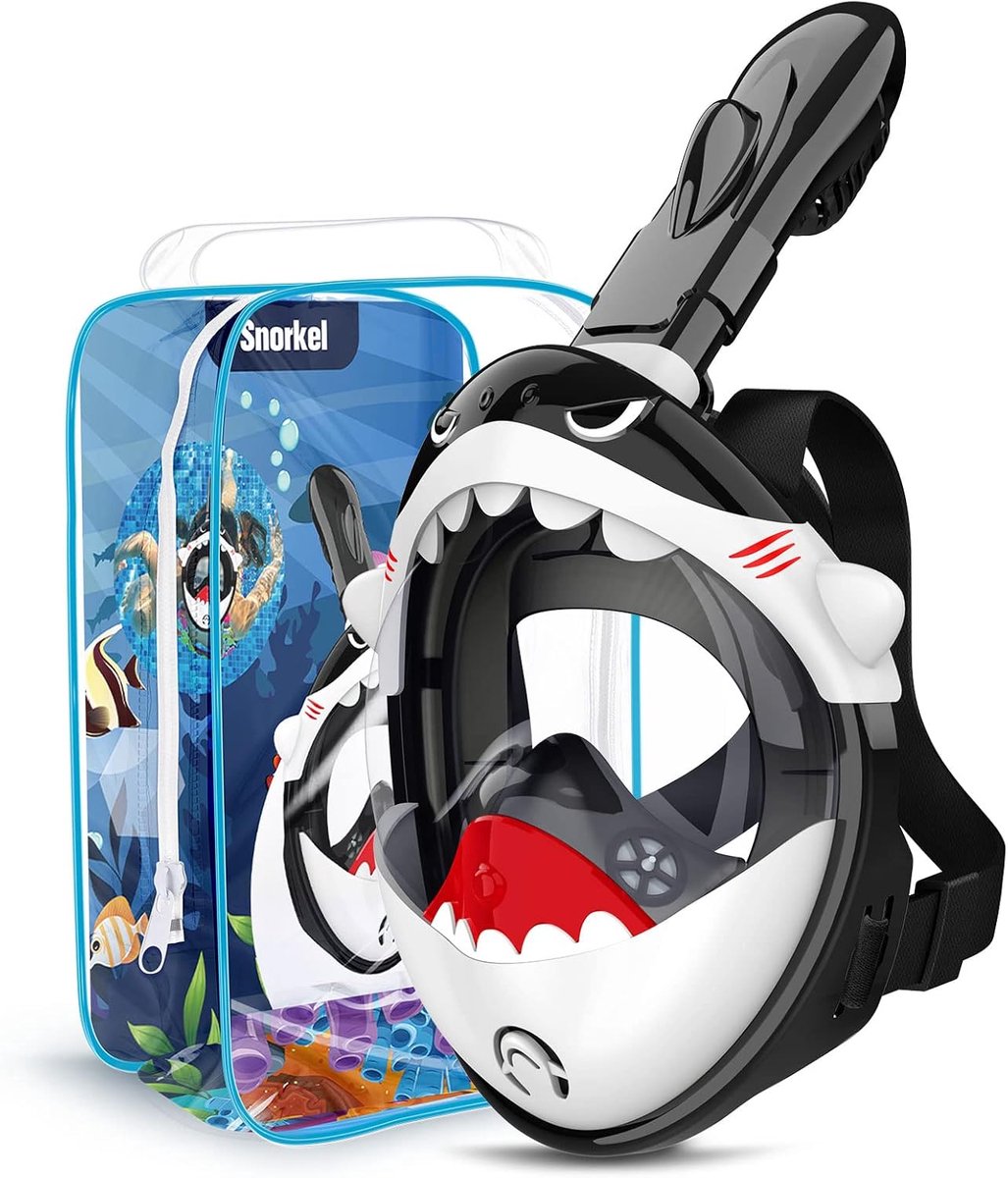 Thijox - Duikmasker voor Kinderen 180° HD, Integraal, Anti-lek, Anti-mist, Droge Snorkel, Schattig Design, Voor Kinderen van 4 tot 14 Jaar