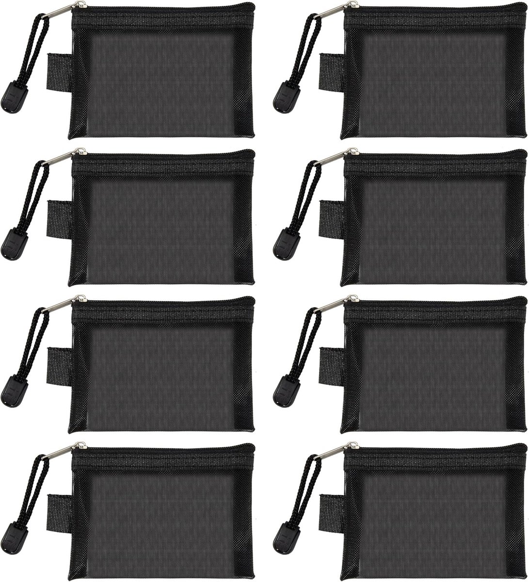 SnelShoppen - Mini Mesh Pockets met Rits - Nylon Toilettas, Reistas, Make-up Tas, Lipstick Houder, Cosmetica Organizer, voor Kaarten, Hoofdtelefoons,