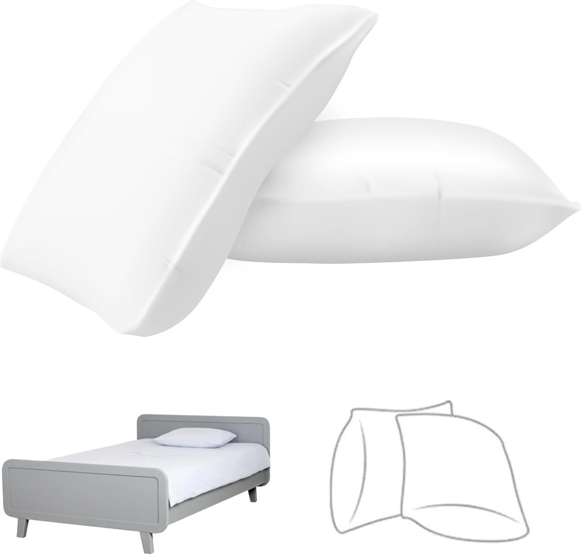 Thijox - Wegwerp Kussenslopen 60 x 80 cm - 10 Stuks - Hoogwaardige Niet-geweven Kussenhoes - Comfortabel, Scheurvast, Ideaal voor Camping, Feest en Lo