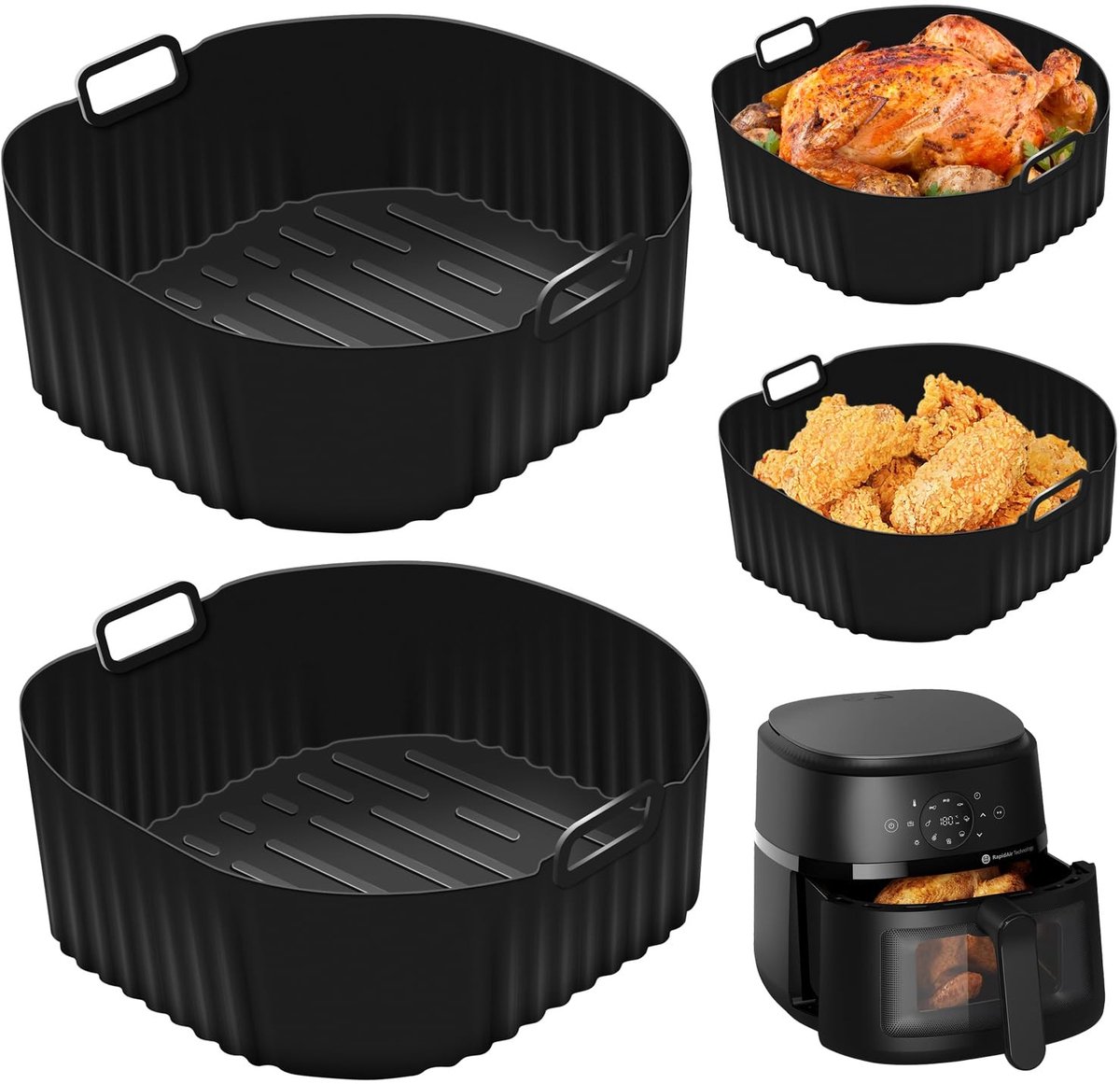 Inovra- Siliconenvorm 2 x 6 2 l Accessoire voor heteluchtfriteuse Bakvorm voor Russell Hobbs Bakvorm voor Cosori TurboBlaze Bakvorm voor Philips 2000 Geschikt voor airfryer