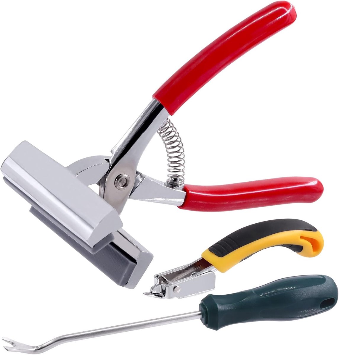 Thijox - 3 Stks Heavy Duty Canvas Brancard Tang Set, Professionele Nietjesverwijder Tool, Tack Puller, Met Spring Return Handvat voor Olieverf en Klem