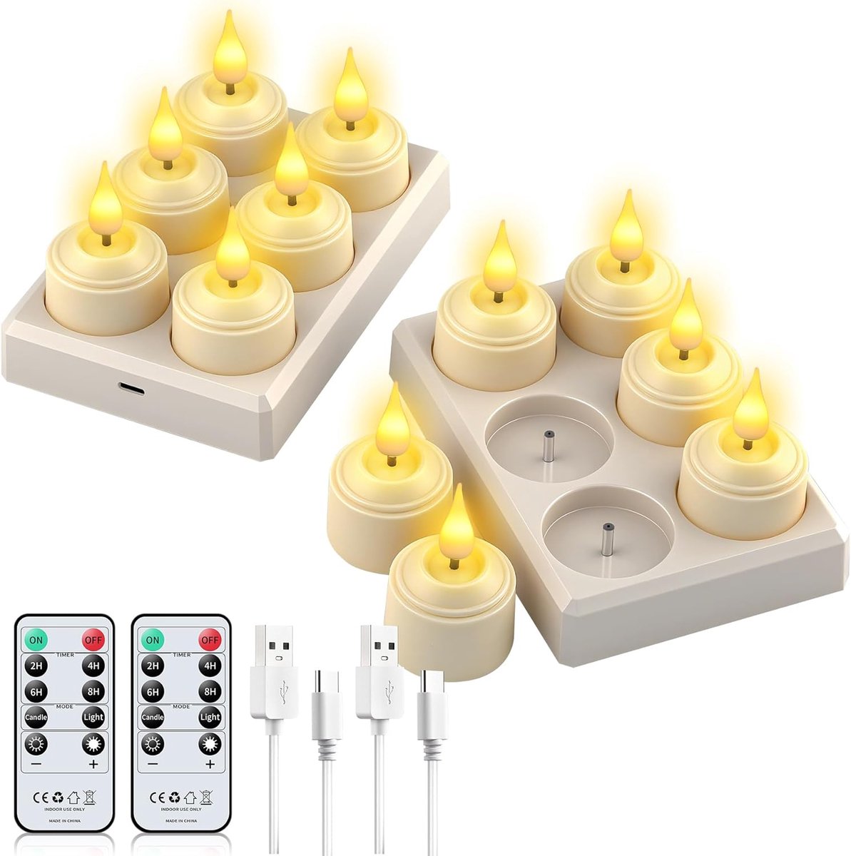 Thijox - Forever Speed Set van 12 LED theelichtjes met afstandsbediening, timer, ideaal voor huisdecoratie, feest, camping, bruiloft, geschenken, 5,8