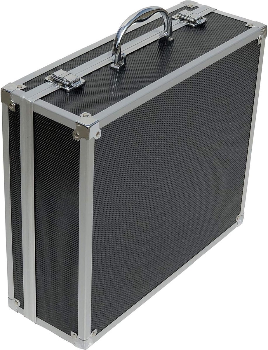 Thijox - Aluminium Koffer Zwart 350x300x120 mm met Kubusschuim - Ideaal voor Gereedschap, Meetinstrumenten, Veilig Vervoer, Schokbestendig, Compact