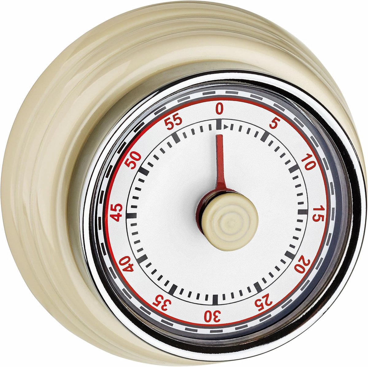 Thijox - Retro Eierwekker Keuken Timer, Mechanisch, Metaal, Beige, 60 Minuten, Alarm, Perfect voor Koken, Taart, Pasta, L 74 x B 74 x H 36 mm