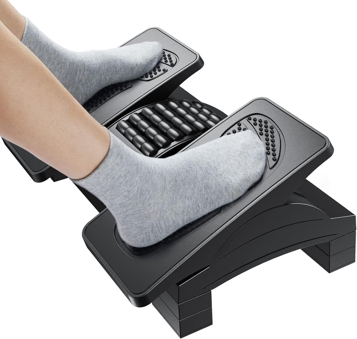 Thijox - Verstelbare Ergonomische Voetsteun onder Bureau met Massagetextuur en Roller, 20 Graden Kantelhoek, Flexibele Voetkruk voor Thuis en Kantoor