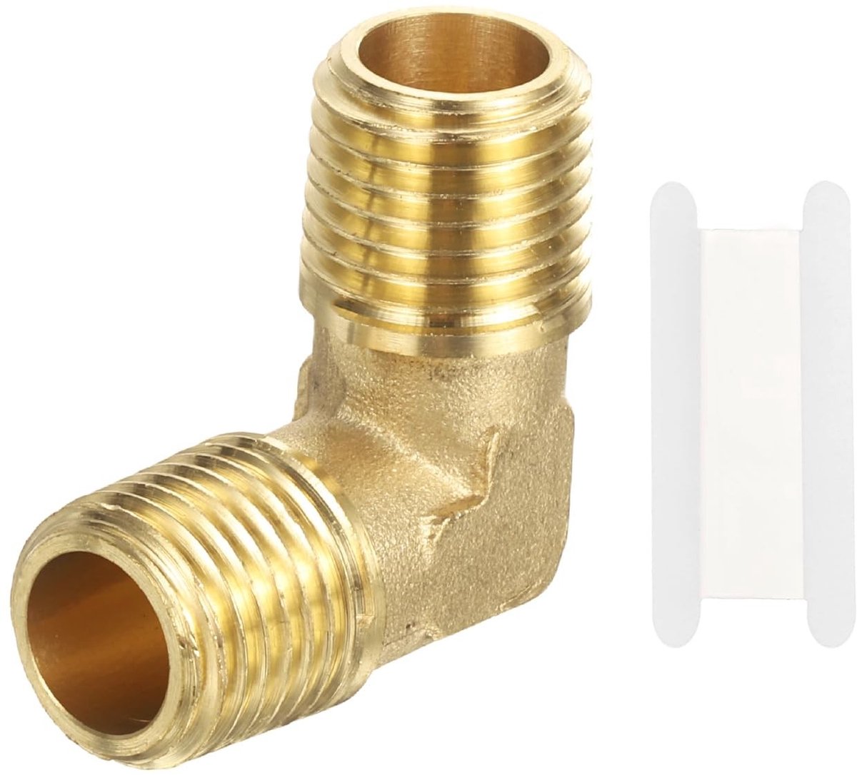 Dailygoods - PATIKIL Messing Fittings 90 Graden Barstock Straat Elleboog, 1 Stks 1/4 "NPT Mannelijke Pijp naar 1/4" NPT Mannelijke Pijp l Vorm Rechte Hoek Elleboog Pijp Fitting, Messing