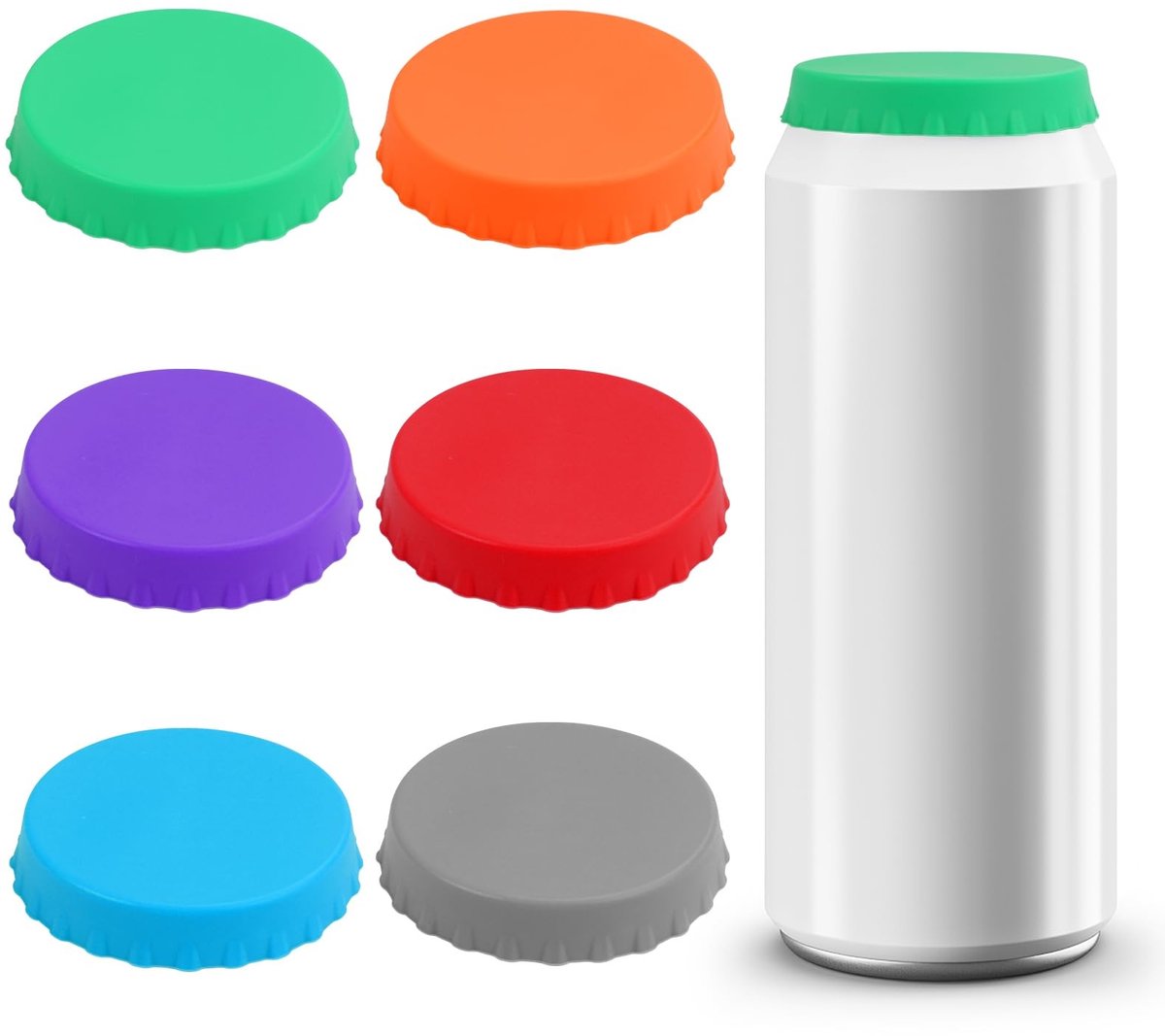 Dailygoods- Bliksluiting 6 Stuks - Herbruikbare Drankbliksluiting - Siliconen Deksel - Duurzaam en Veilig Materiaal - Geschikt voor Cola en Bier - Voorkomt Lekken en Insecten - Drankblikdeksel