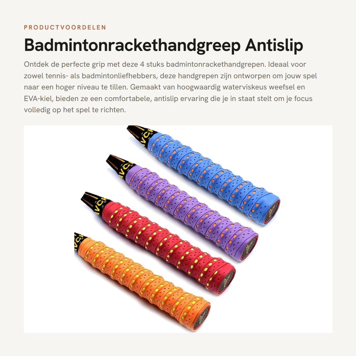 Dailygoods- Badmintonrackethandgreep Antislip - Zweetabsorberend - Ademend - Slijtvast - Duurzaam - Hoogwaardig Waterviskeus Weefsel - Racketgreep