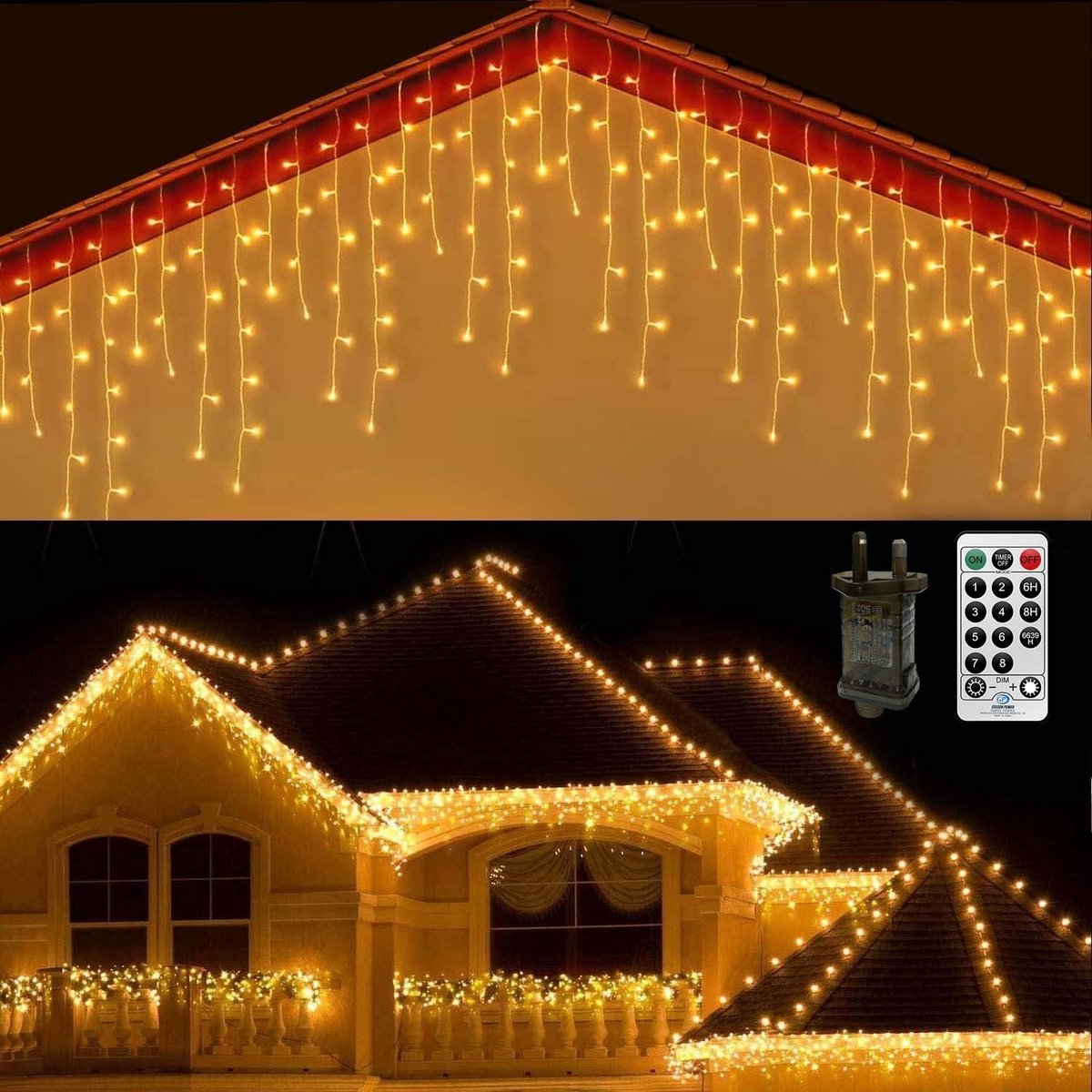 Thijox - 20M IJspegellichten Buiten Kerstverlichting Warm Wit, 540 LED's, Waterdicht IP44, 10M Netsnoer, Perfect voor Kerstversieringen en Feesten