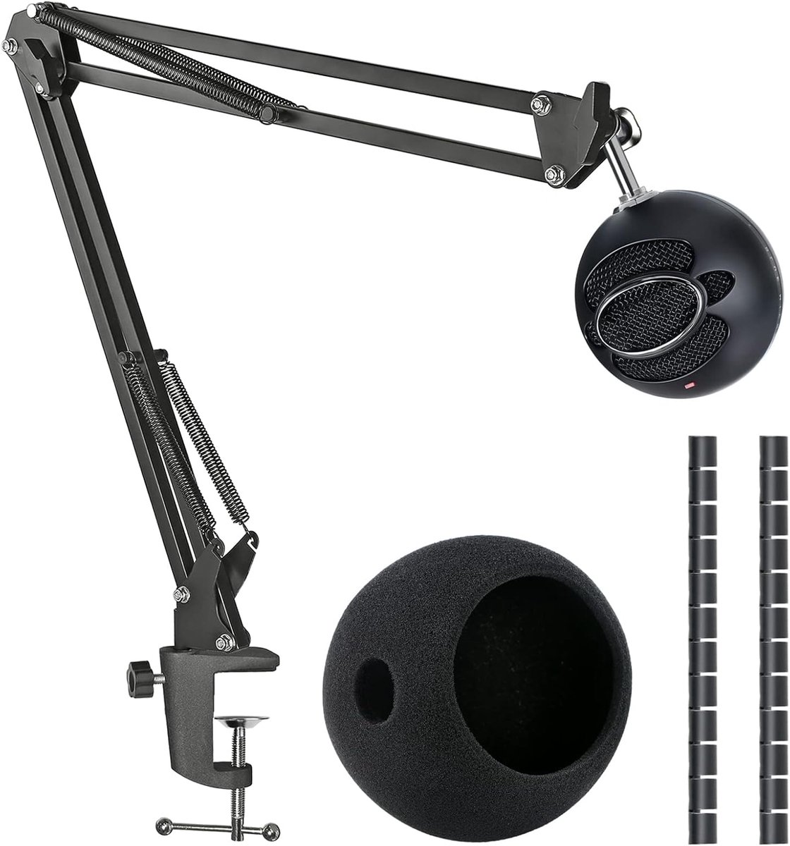 Thijox - Snowball iCE Microfoon Boom Arm Stand met Pop Filter, Verstelbare Microfoonhouder, Geschikt voor USB Microfoons, Ideaal voor Podcasting, Stre
