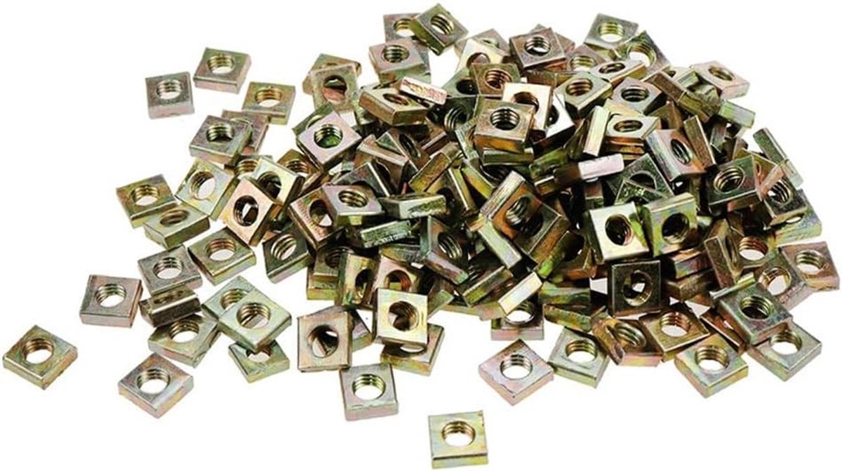 100 Stuks M6 Vierkante Moeren, 10mm*3mm Draadmoeren Set voor Automotive, Elektronica en Huishoudelijke Toepassingen