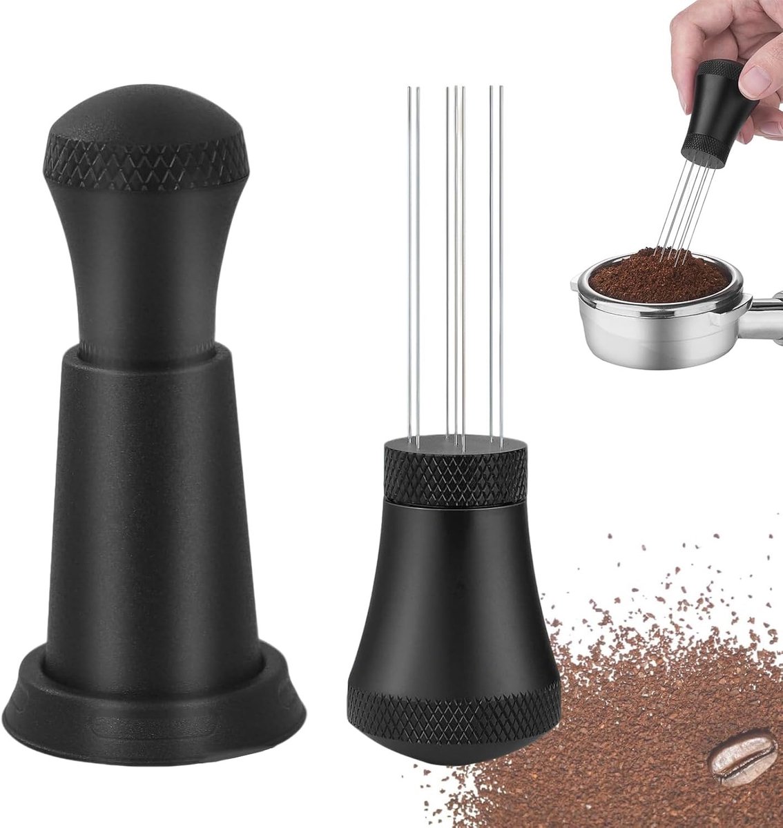 Naald Roer Tool - Espresso Accessoire - Gelijkmatige Extractie - Roestvrijstalen Naalden - 38 gram - Zwart