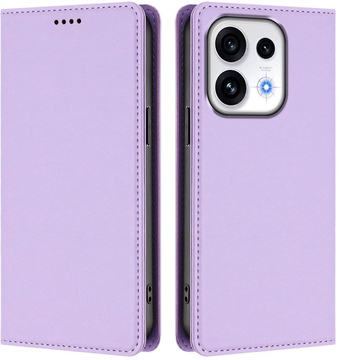Coverup Hoesje - Geschikt voor OPPO Reno16 / Reno16 Pro Hoesje - Coverup Classic Book Case - Lila