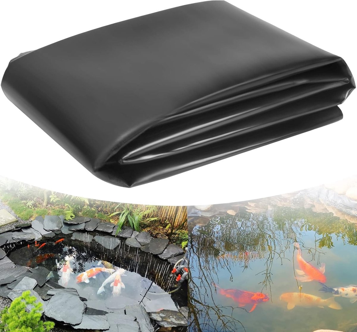 Zwarte HDPE Vijverfolie, Stevige 0.5 mm Dikke Sealing Film, 3 x 4 m Vijvermembraan voor Tuinvijvers, Fonteinen en Watertuinen