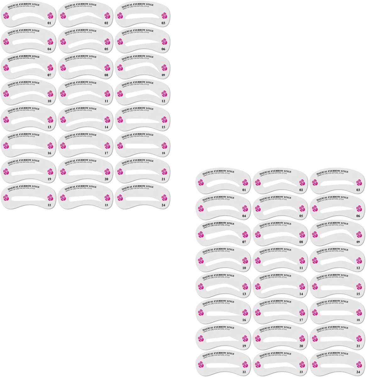 Set van 48 wenkbrauwsjablonen met 24 herbruikbare sjablonen voor perfecte wenkbrauwen en make-up tools