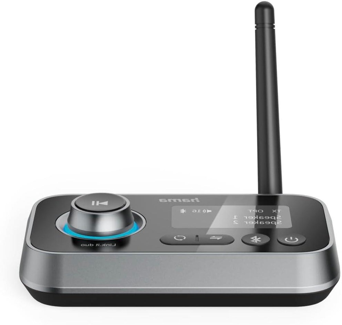 Bluetooth Adapter - Audio Ontvanger - Draadloos Streamen - Twee Bronnen Koppelen - 10 Meter Bereik - Zwart
