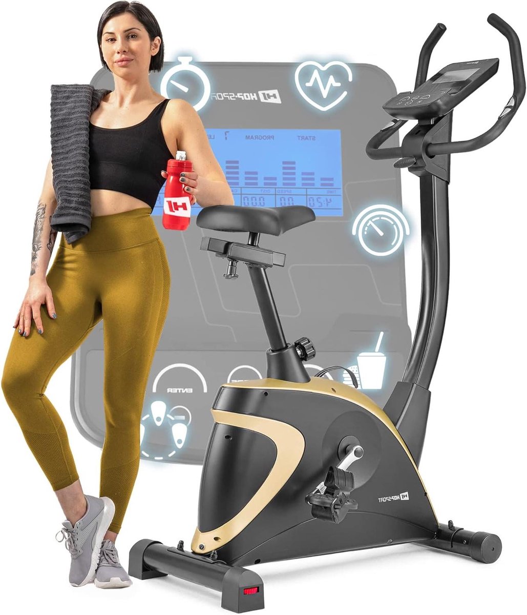 Hometrainer - Fitnessfiets - Thuis Trainen - 16 Weerstandsniveaus - 150 kg capaciteit - Goud