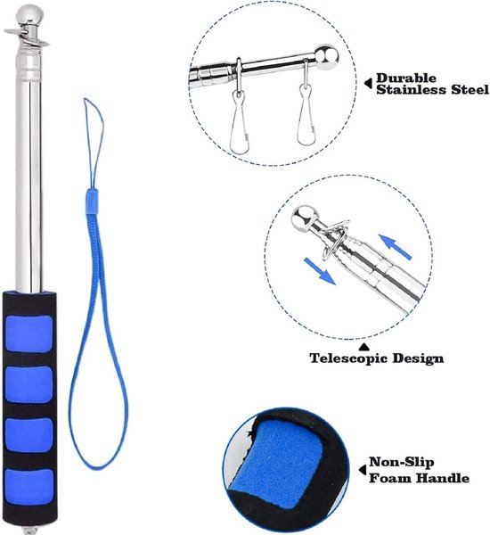 Telescopische Vlaggenstok - Tourguide Stok - Presentaties Geven - Intrekbaar Design - Tot 200 cm - Zilver — afbeelding 5