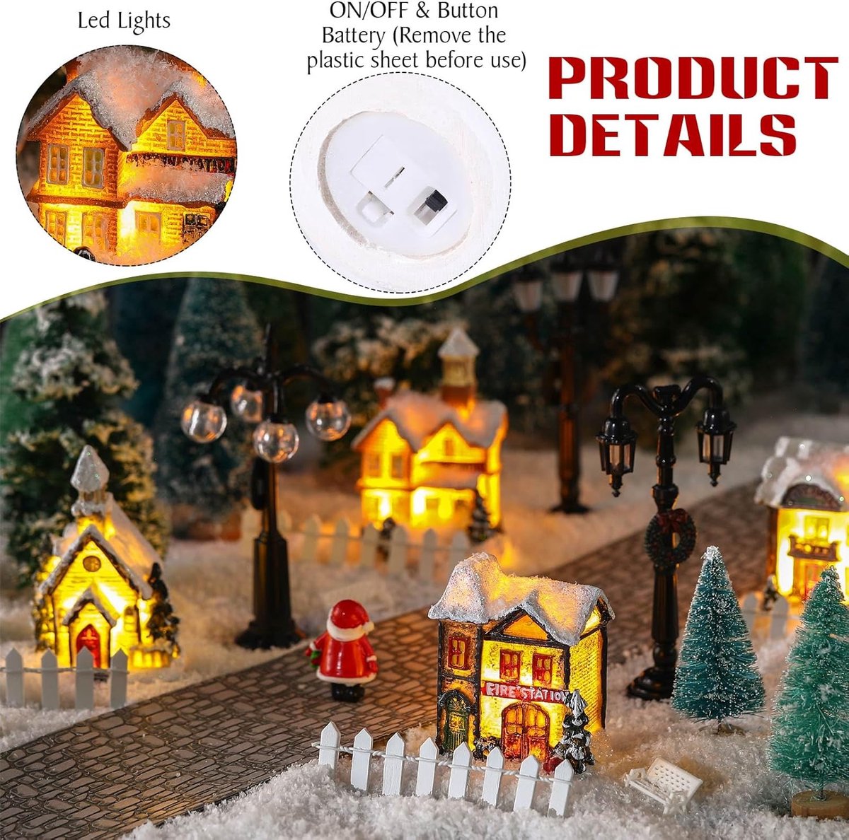 27-delige Set Kerstdorp Accessoires met LED Verlichting – foto 6