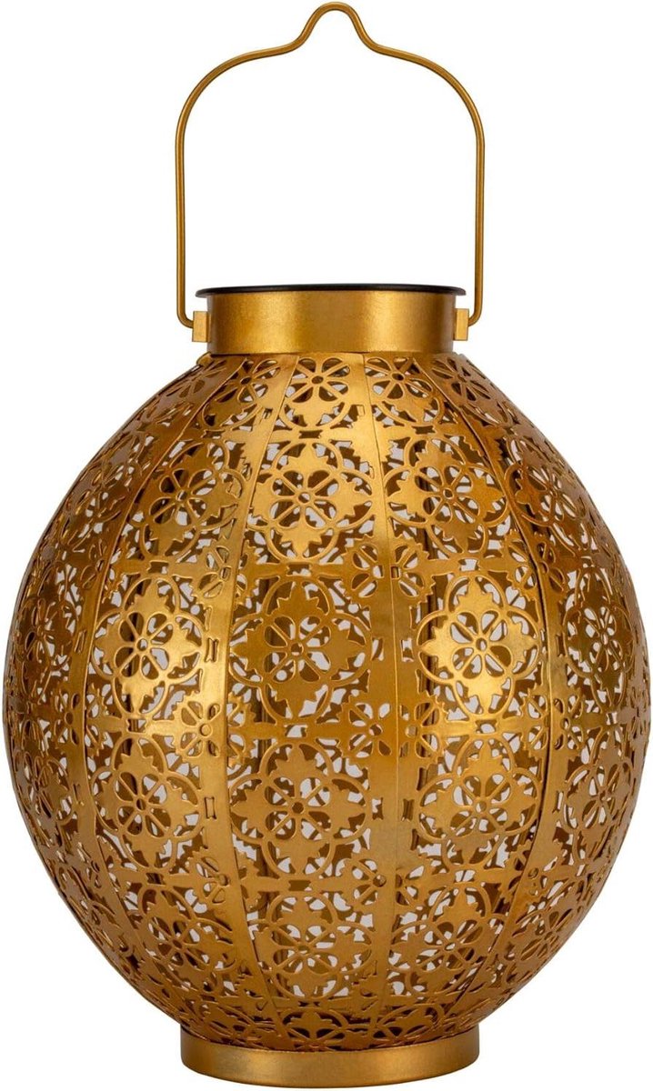 Solar Lantaarn - Buitenlamp - Tuin Sfeer - Automatische Aan - 21 cm Diameter - Goudkleurig