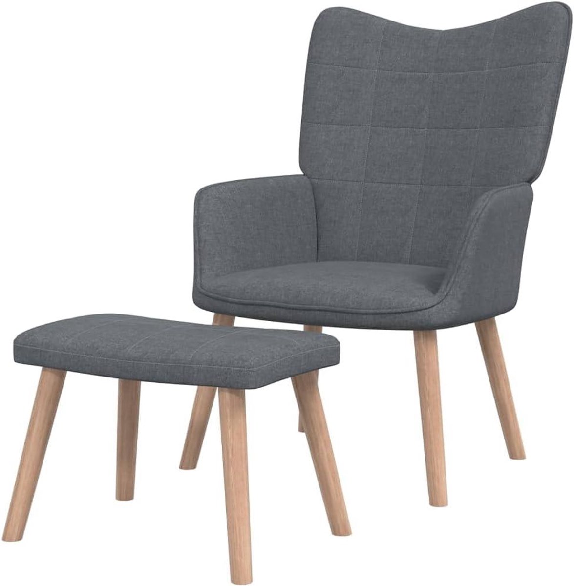 Comfortabele Fauteuil - Relaxfauteuil met voetenbank - Ontspannen Zitten - Stevig Houten Frame - 61.5 x 69 x 95.5 cm