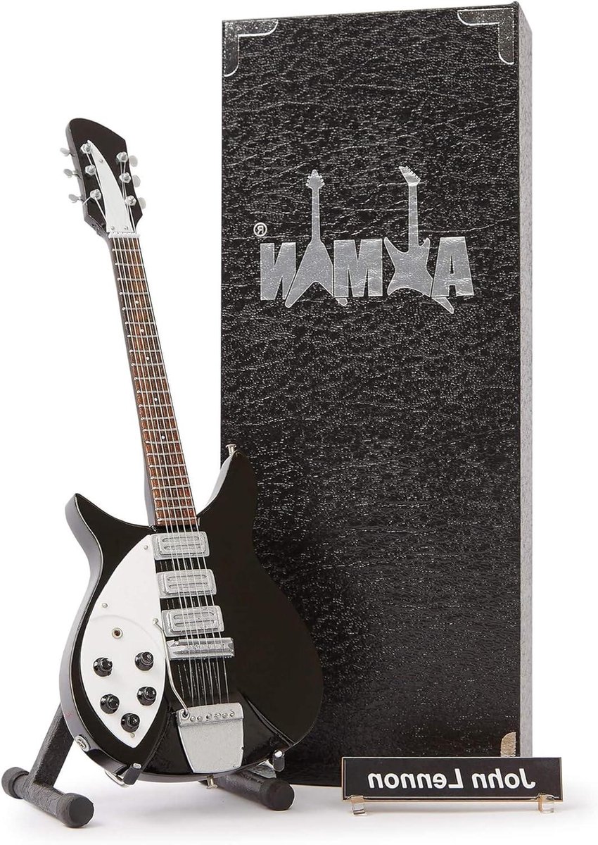 Miniatuur Gitaar - Replica Instrument - Muziek Decoratie - Handgemaakt Ornament - 25 cm - Naturel