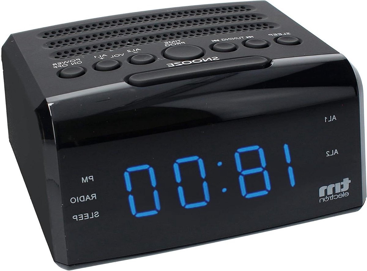 Digitale Klokradio - Wekkerradio FM - Rustig Ontwaken - Blauw LED Display - 16 x 10 cm - Zwart