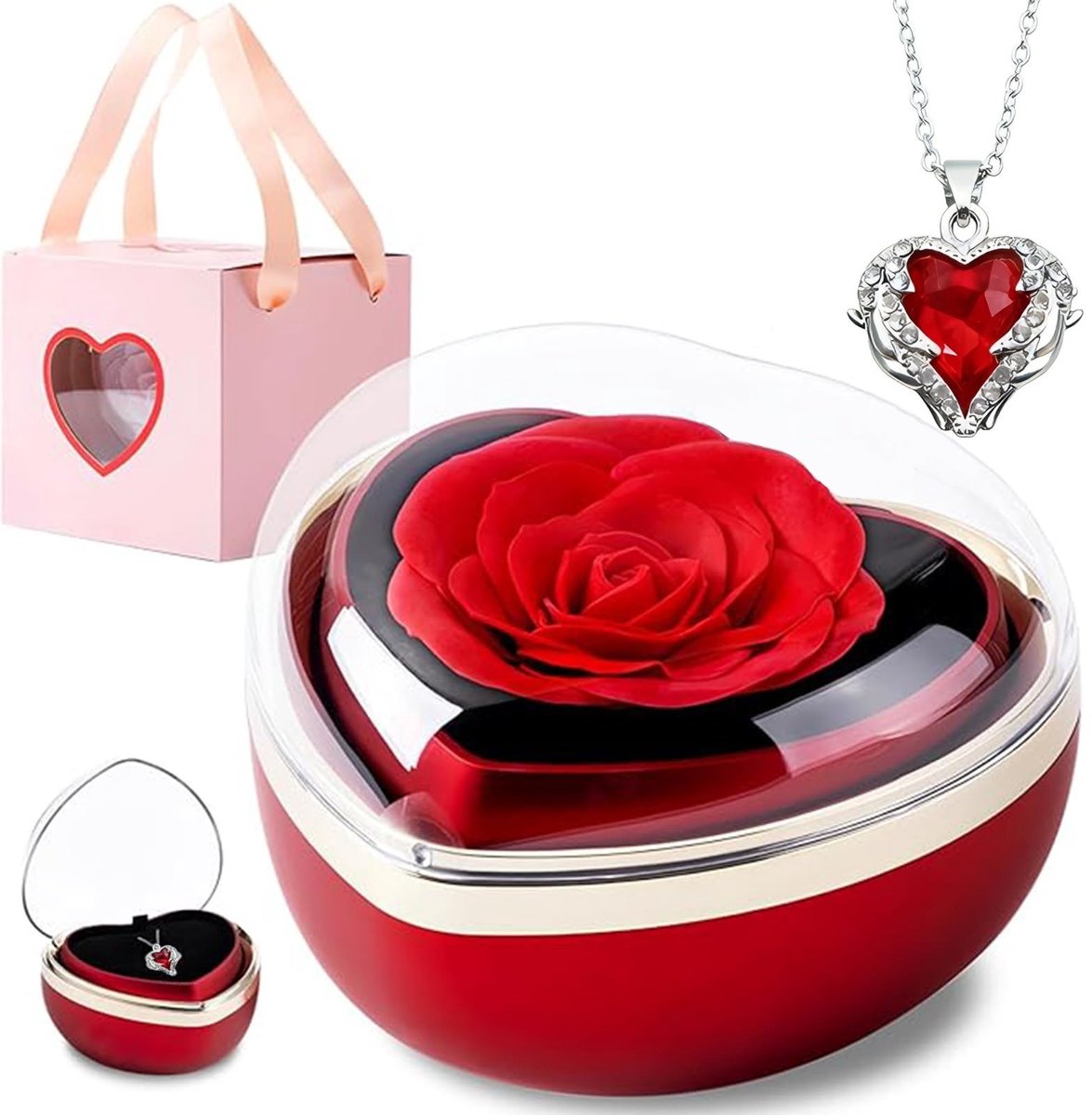 Dailygoods- Eeuwige Roos - Geconserveerde Bloem in Hartvorm - Bloemen Cadeau voor Vrouwen - Valentijnsdag/Trouwdag/Kerstmis - Allergievriendelijk - 100% Echte Bloemen - Bloemencadeau