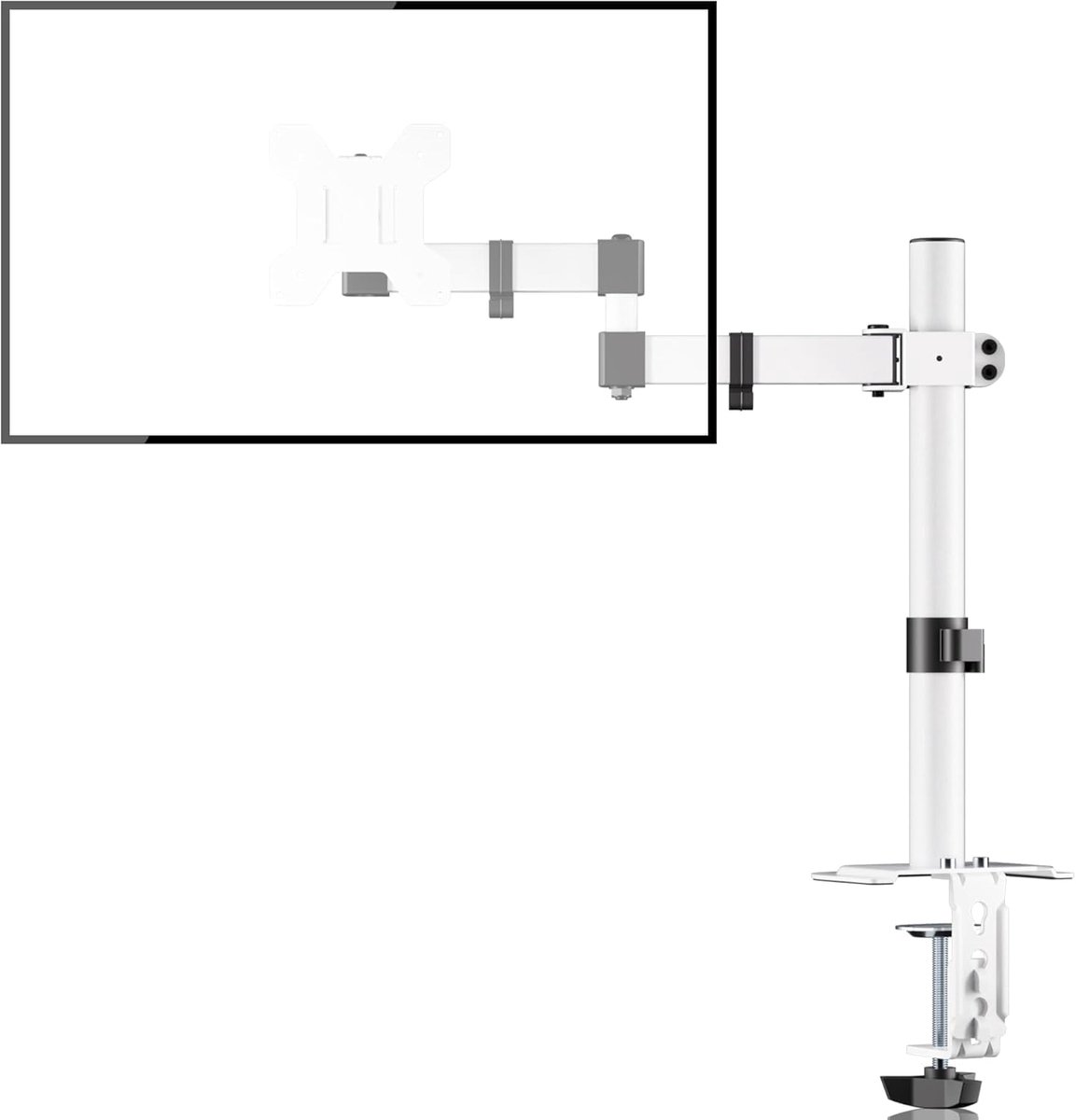 Monitorarm Bureaubevestiging - Enkele Schermsteun - Werkplek Optimalisatie - Twee Installatie Opties - 13-32 Inch - Wit