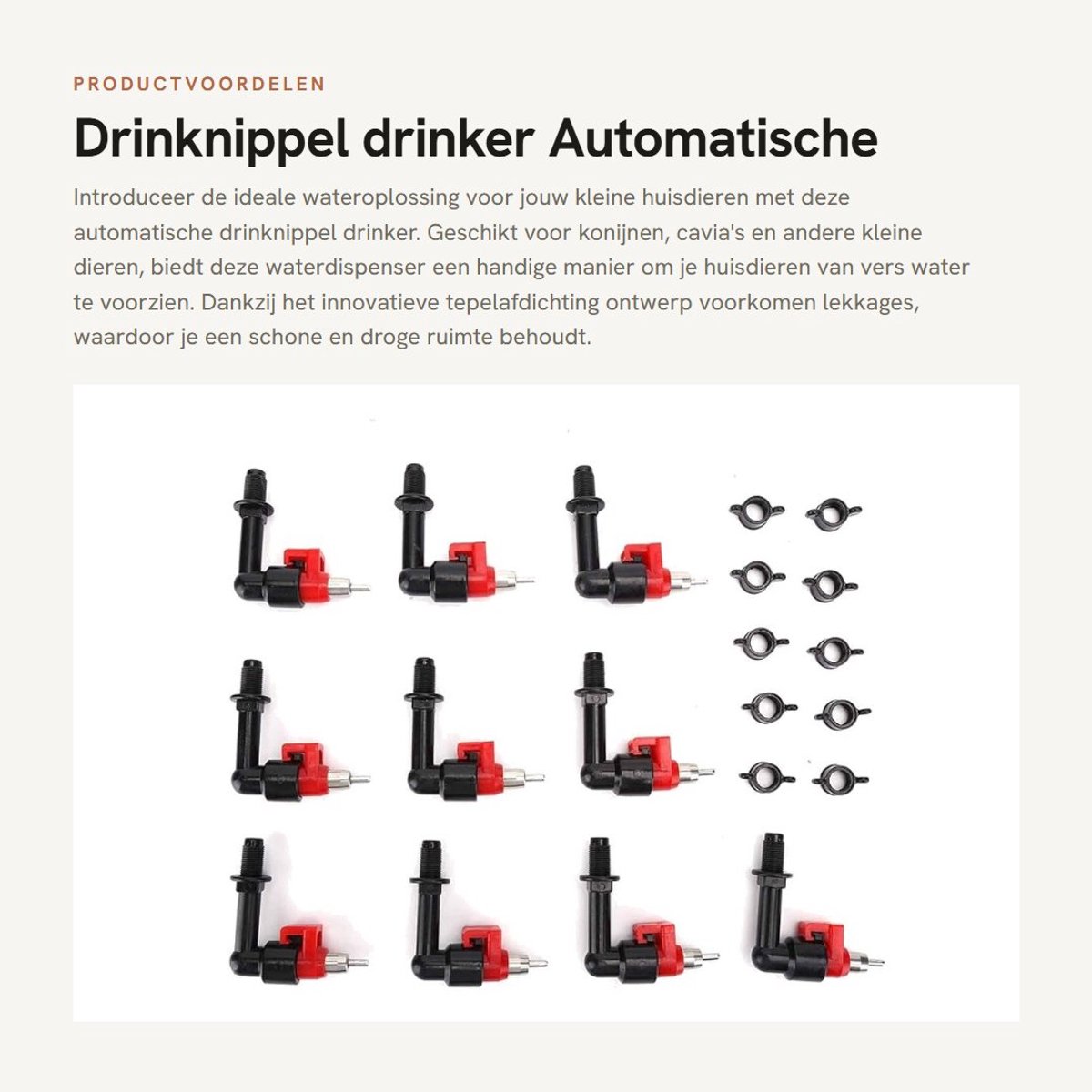 Dailygoods- Drinknippel Automatische Waterdispenser – 10 Stuks – Watertoevoermuis – Kunststof/Roestvrij Staal – Geschikt voor Konijnen/Kippen – Eenvoudige Watertoevoer – Waterfles