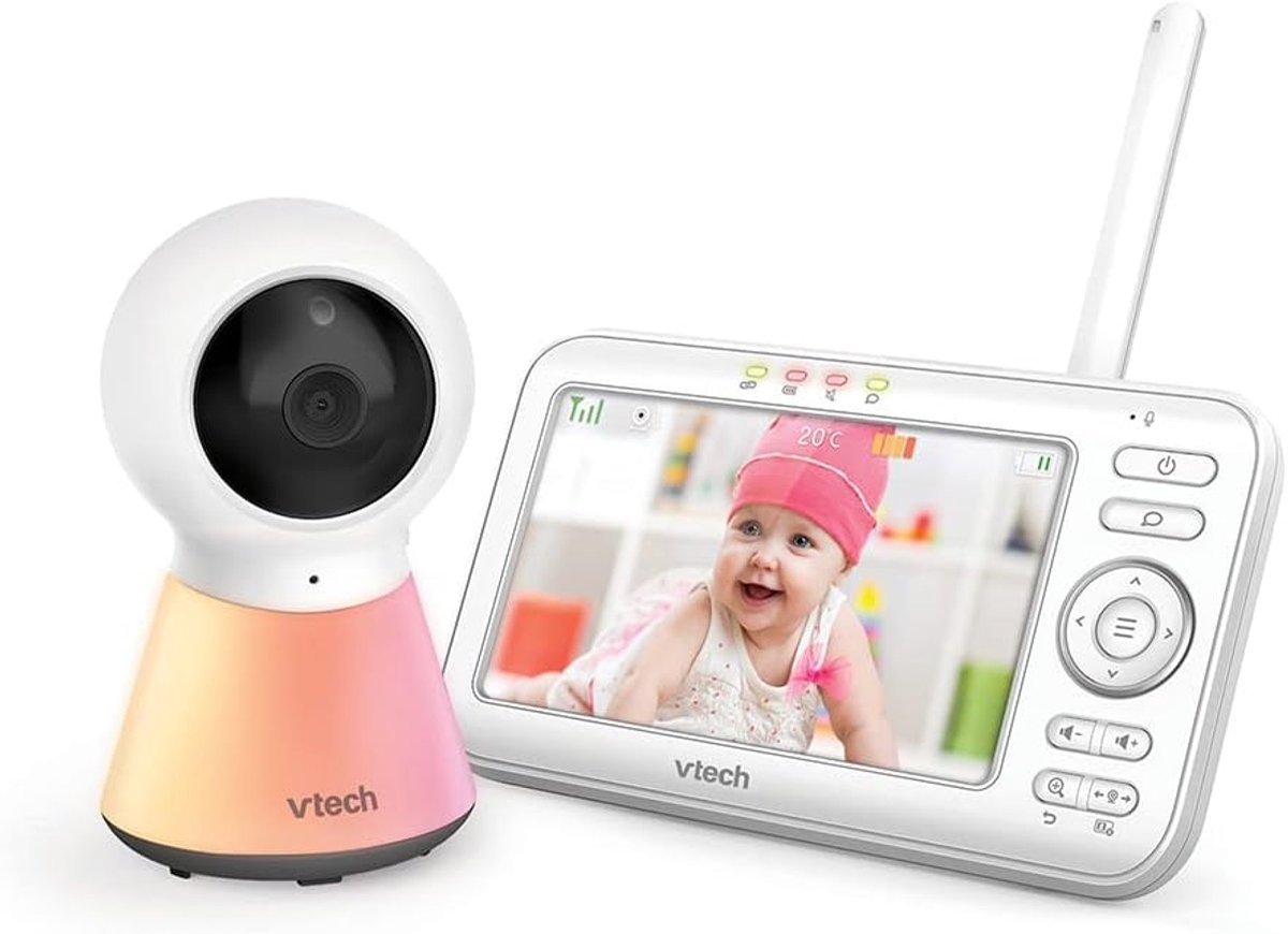 SnelShoppen - Babyfoon Video Color Night Light 5 inch - Digitale Babyfoon met Nachtlampje en Slaapliedjes - Perfect voor Baby's en Kinderen