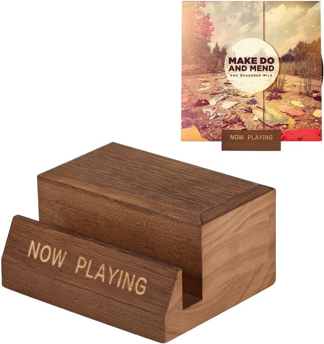 Thijox - Houten Displaystandaard voor Vinylplaten - Minimalistisch LP Rek met Tafelhouder voor 'Now Playing' Albumhoezen - Massief Hout, Woondecoratie