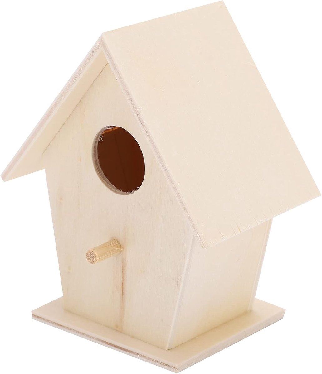 Houten Vogelhuisje - Eenvoudig Te Maken Nest voor Tuin, Ideaal voor Vogelliefhebbers en Buiten Decoratie, Geschikt voor Kleine Vogels en Tuinprojecten