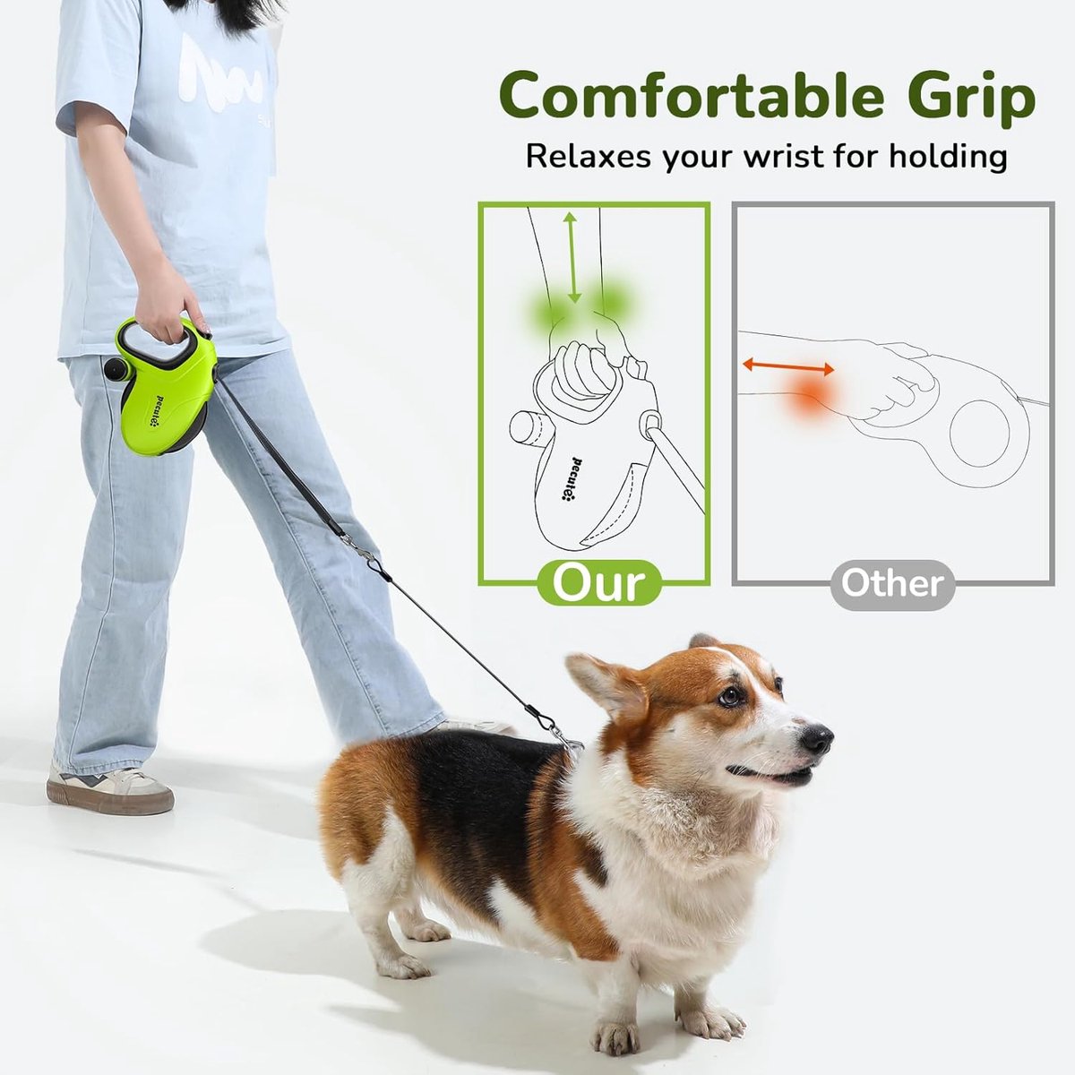 Thijox - Oprolbare Hondenriem 10m, Intrekbare Lijn voor Honden tot 50kg, Kauwbestendig, Voor Kleine, Middelgrote en Grote Honden, Ideaal voor Wandelen thumbnail 6