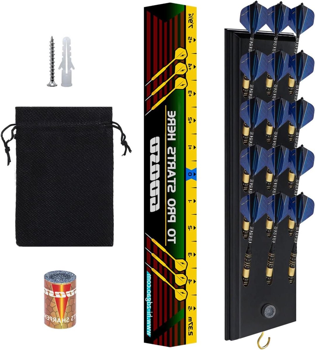Darthouder Wandmontage - Dart Caddy - Darts Organiseren - Met Puntenslijper - 15 Darts Capaciteit - Houtkleur