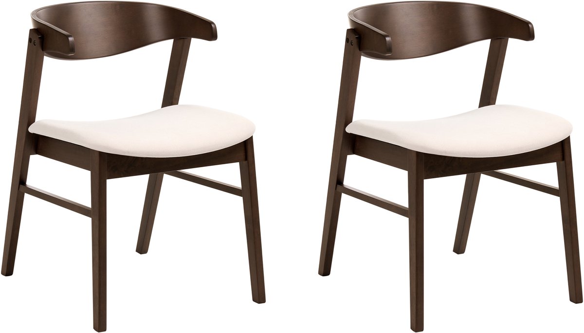 LILLY - Eetkamerstoel set van 2 - Donkerbruin/Wit - Polyester