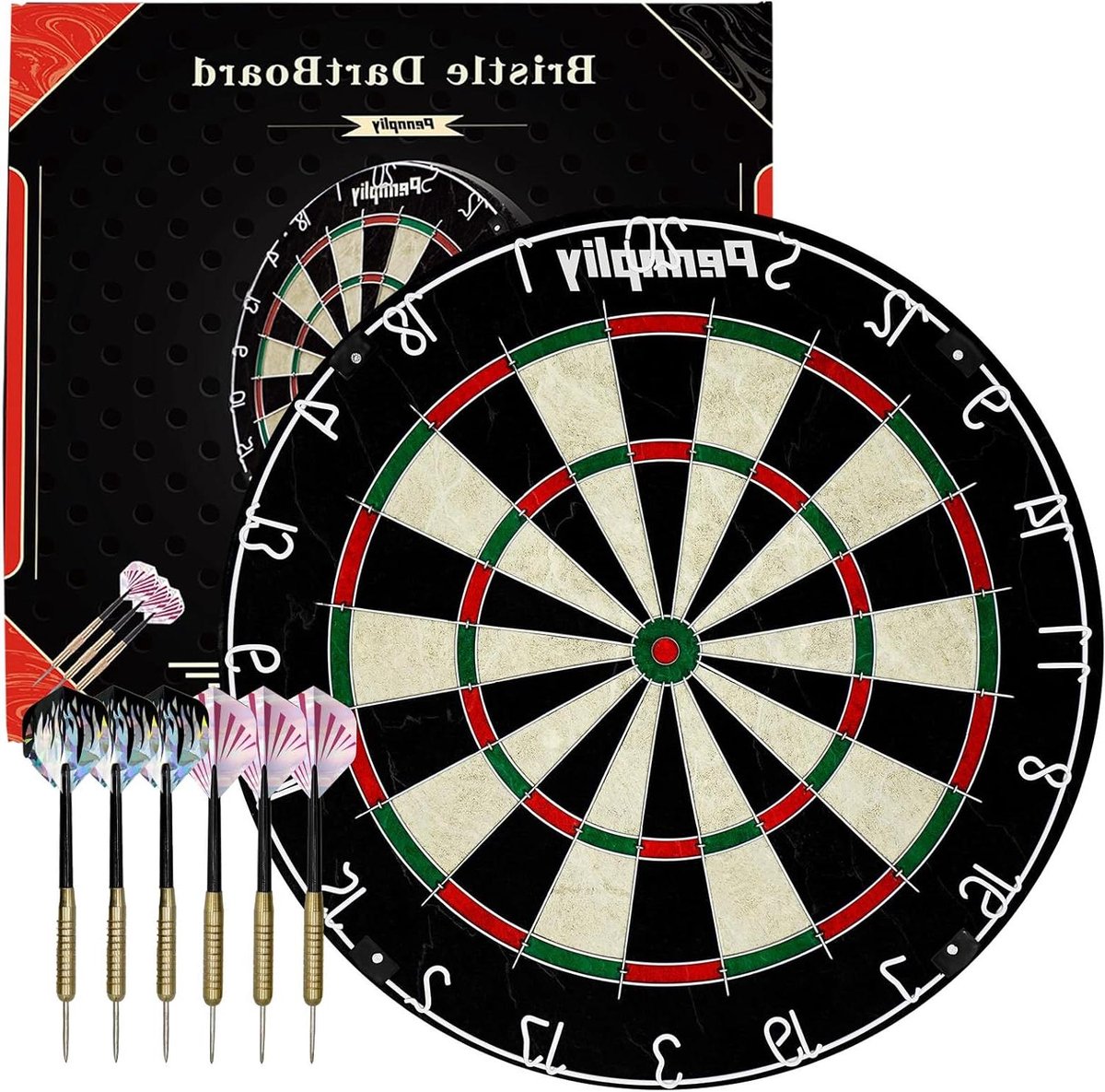 Dartbord Set - Professioneel Bord - Competitie Spelen - Spijkervrij Frame - 45.7 cm - Zwart