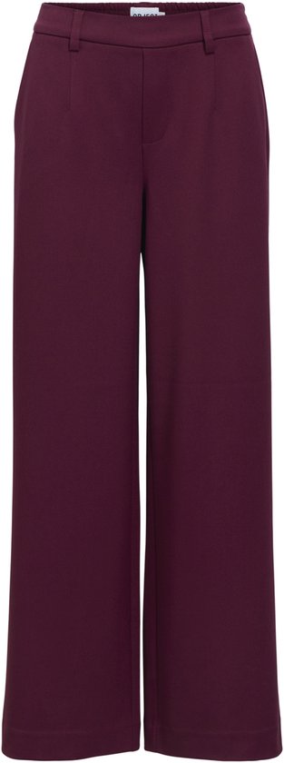Wijnrode wijde broek van Object, model Objlisa Wide Pant Noos.
