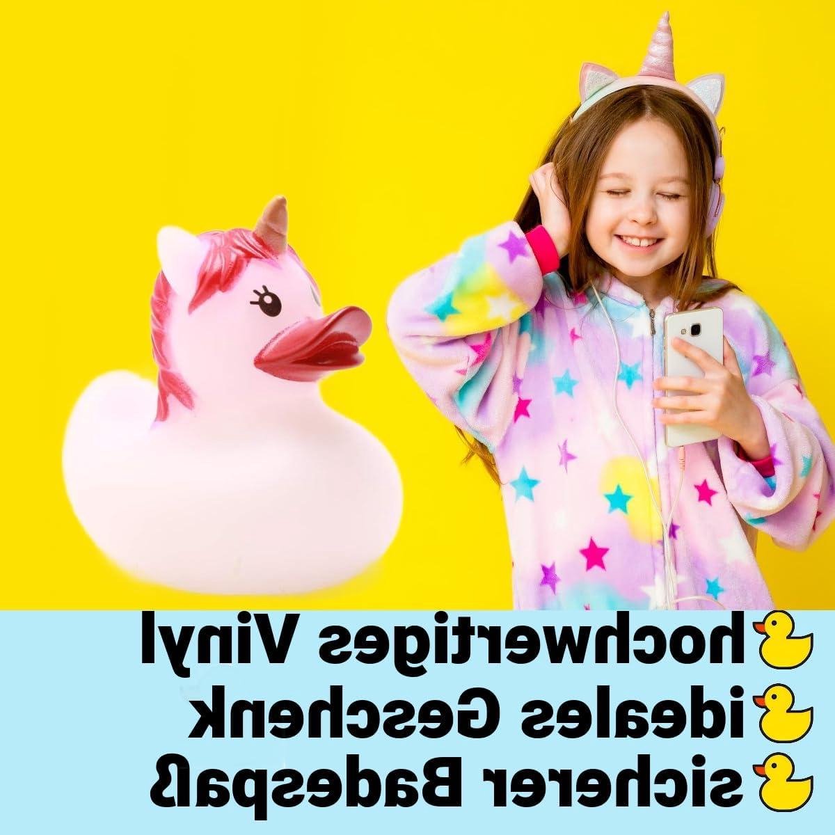 Unicorn Rubber Eend - Badplezier Speelgoed - Badtijd Verrijken - Betoverend Design - 9 cm - Wit