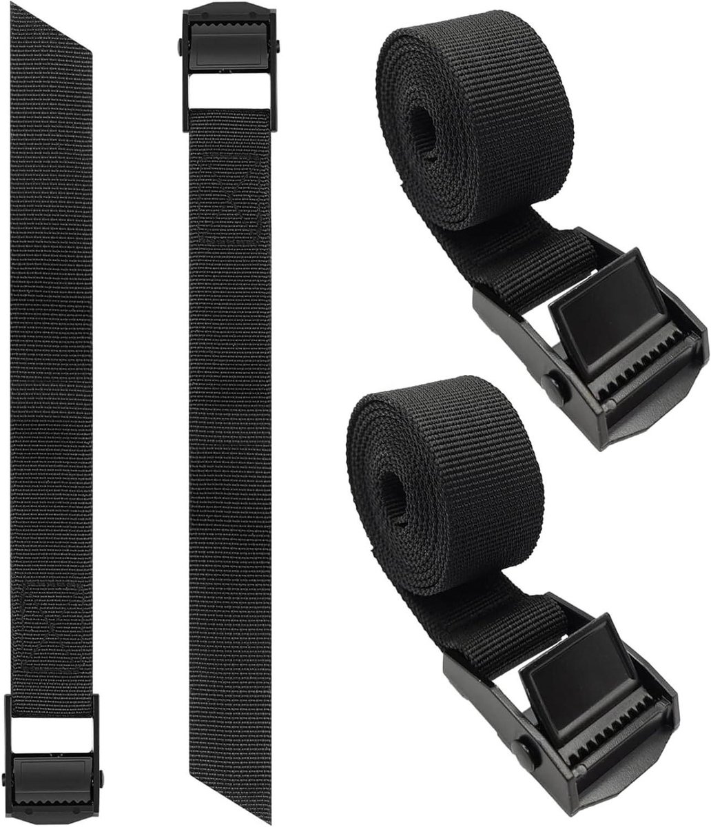 Spanbanden set - Sjorbanden met gesp - Bagage vastzetten - Sterke klemsluiting - 50 cm 250 kg - Zwart