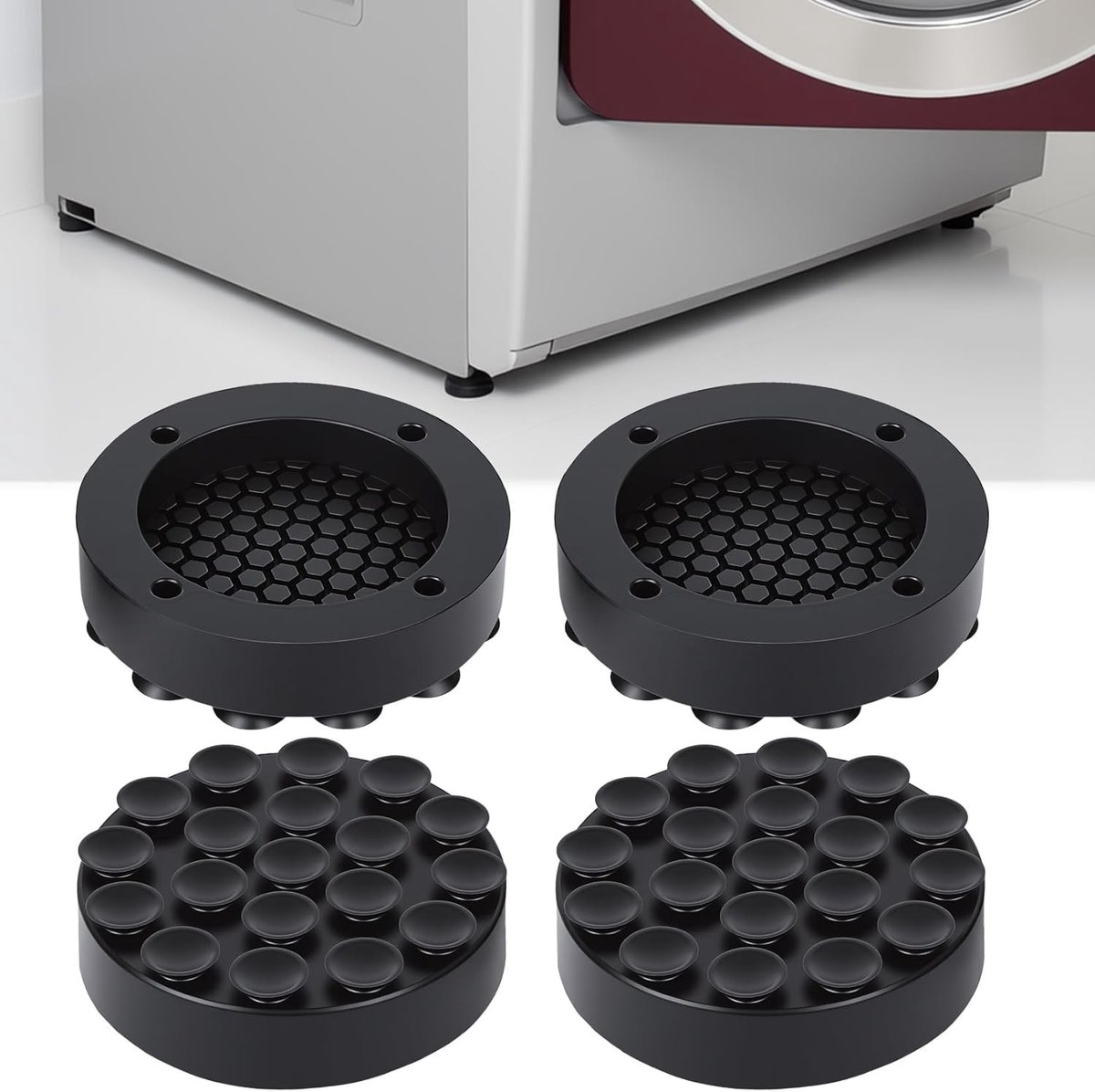 Trillingsdempers voor wasmachines - 4 stuks antislipmatten, anti-vibratie onderleggers voor stabiliteit en geluidsreductie