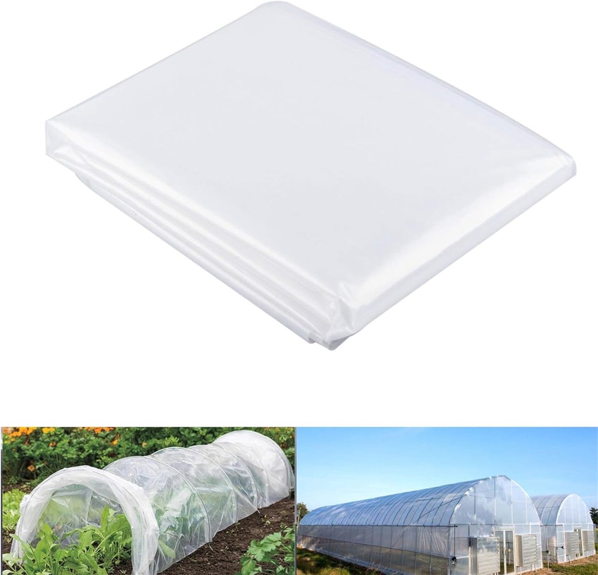Extra Dikke Transparante PE Film 2 x 10 m voor Tuin, Waterdicht en Winddicht, Bescherming voor Planten en Kassen, Ideaal voor Groenteteelt en Buitenbedekking