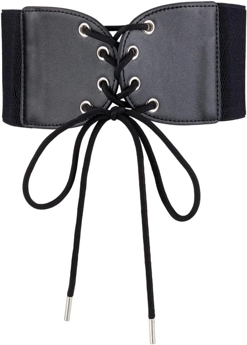 Elegante PU Leren Elastische Corsetriem voor Vrouwen met 4 Inch Stretch en Gesp - Vintage Wespie Riem voor Cosplay en Halloween Feestjes