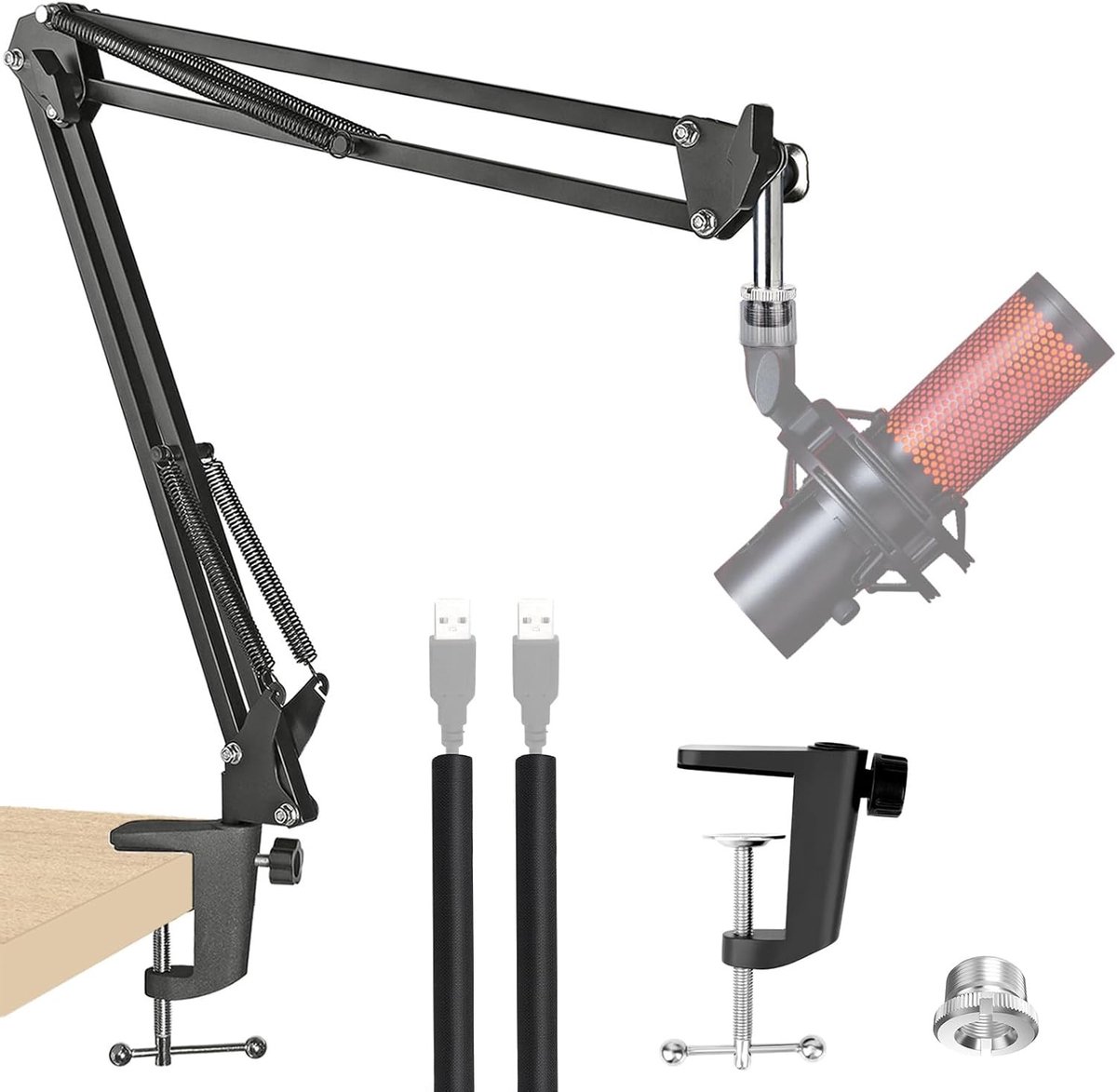 Professionele Microfoon Boom Arm voor Desktop - Verstelbare Microfoonstandaard Geschikt voor USB Microfoons en Streaming