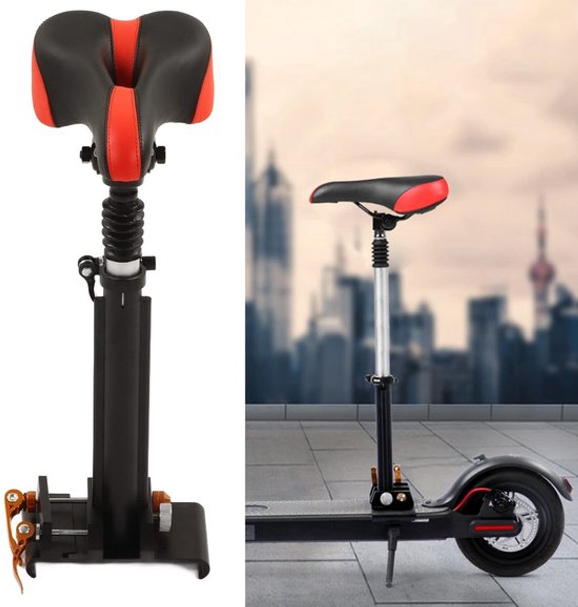 Elektrische Scooter Zadel - Opvouwbaar - Verstelbare Zitplek - Comfortabel - Geschikt voor Diverse Hoogtes - Versterkte Schuimvulling