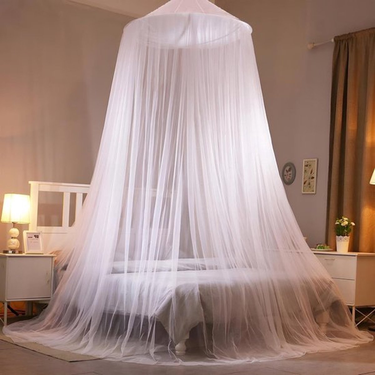 Muggennet voor bed - Set van 2 - Fijn gaasbedgordijnen voor dubbele en enkele bedden - Ideaal voor thuis en kamperen - Wit 60 x 250 x 900 cm
