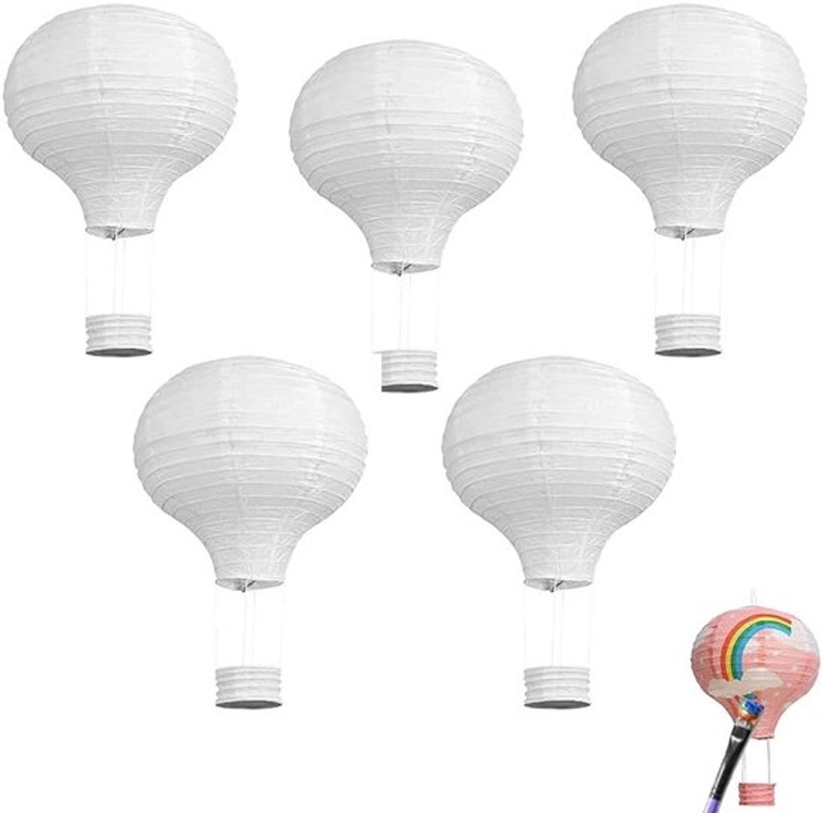 Vijfdelige Decoratieset - Papieren Lantaarns in de Vorm van Luchtballonnen voor Verjaardagen, Bruiloften en Babyshowers, Creatieve DIY Versieringen