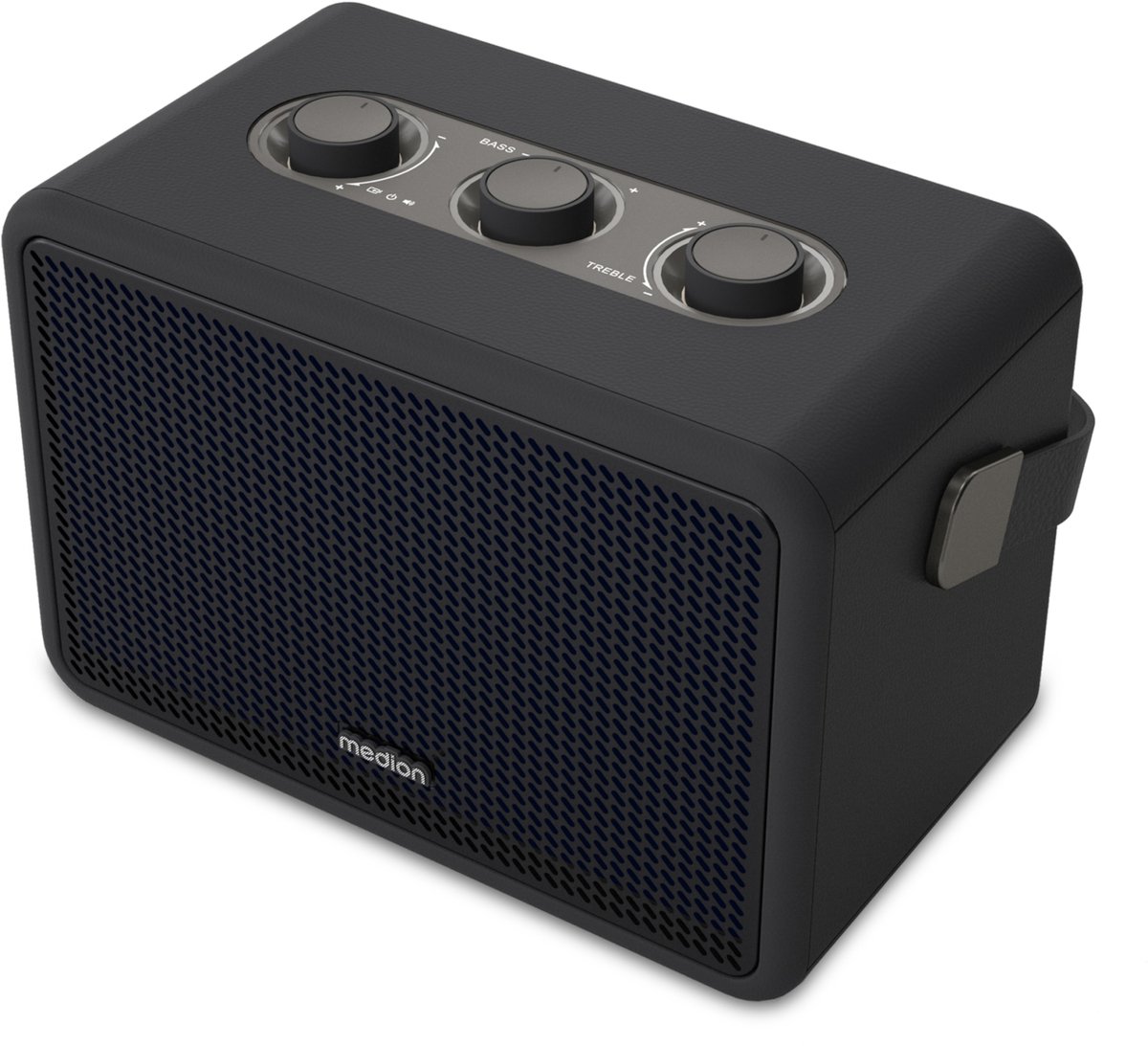MEDION BXO-1 Bluetooth-luidspreker – Krachtig geluid in een hoogwaardig retro-ontwerp, tot 15 uur batterijduur, Bluetooth 5.3, IPX4, USB-C, zwart | Kraftvoller Sound im hochwertigen Retro-Design, Blue