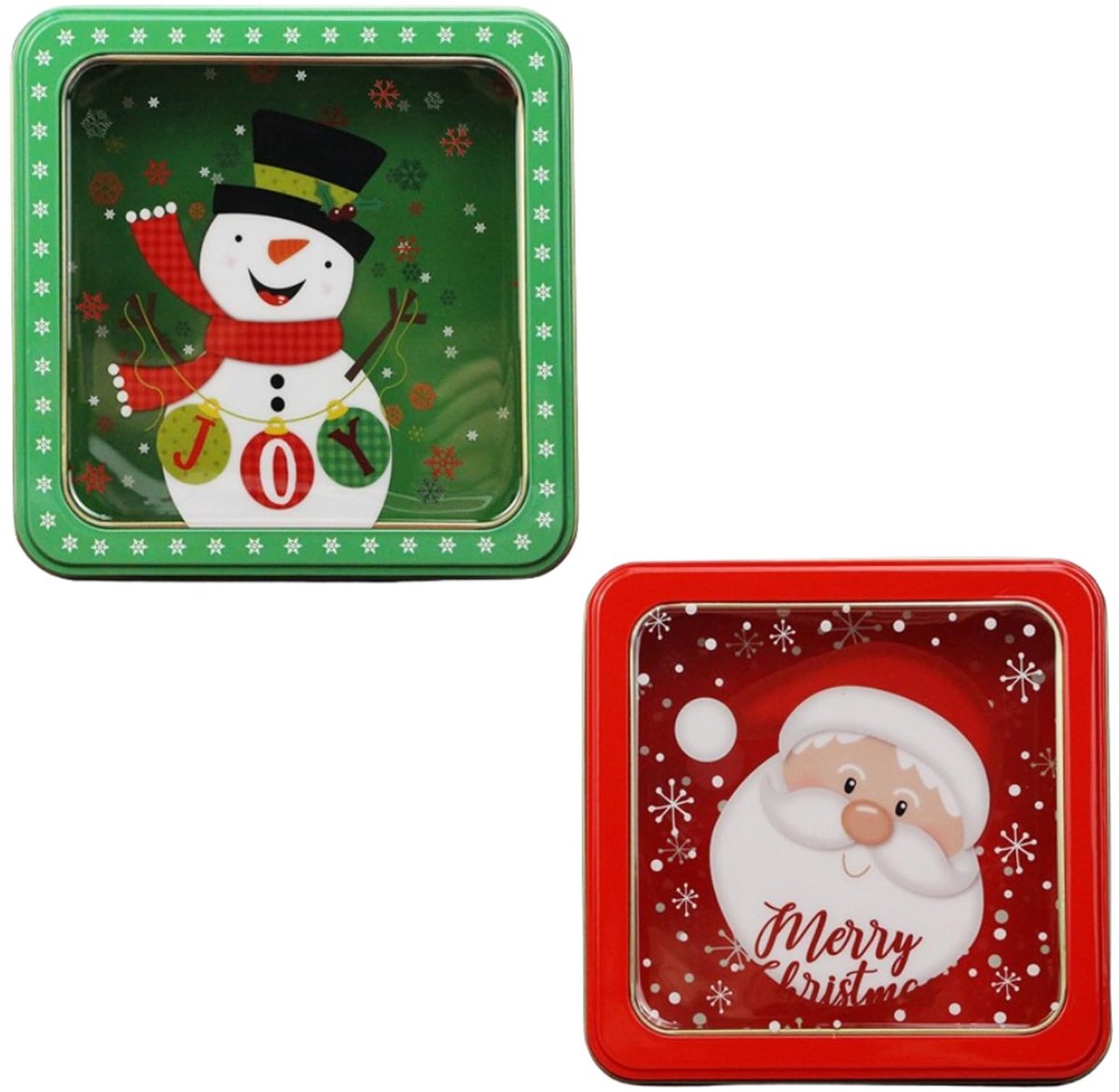 Solidchoice - Kerst Koekjesdoos met Venster Set van 2